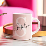 Modern Personalised Name Monogram Pastel Pink Two-Tone Coffee Mug<br><div class="desc">Modern Personalised Name Monogram Pastel Pink</div>