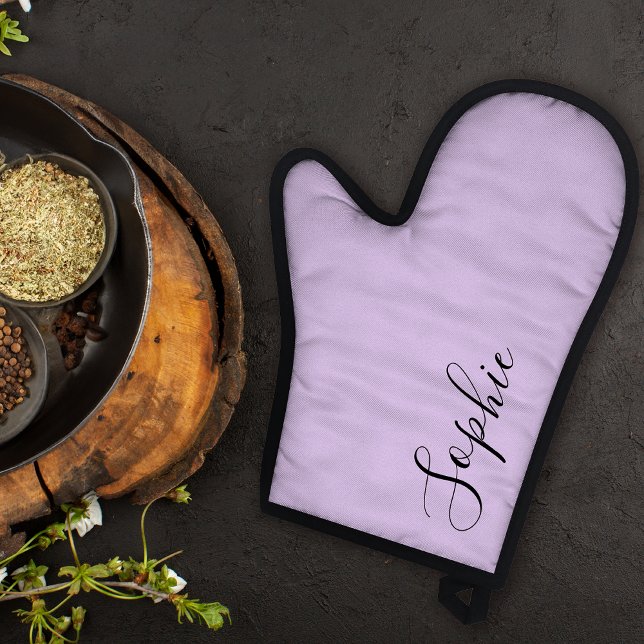 Modern Personalised Name Monogram Pastel Purple Oven Mitt (Creator Uploaded)