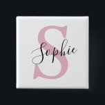 Modern Personalised Name Monogram Pink 15 Cm Square Badge<br><div class="desc">Modern Personalised Name Monogram Pink</div>