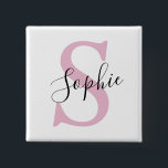Modern Personalised Name Monogram Pink 15 Cm Square Badge<br><div class="desc">Modern Personalised Name Monogram Pink</div>