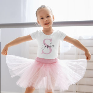 Modern Personalised Name Monogram Pink Baby T-Shirt