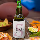 Modern Personalised Name Monogram Pink Can Cooler<br><div class="desc">Modern Personalised Name Monogram Pink</div>