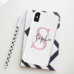 Modern Personalised Name Monogram Pink Case-Mate iPhone Case<br><div class="desc">Modern Personalised Name Monogram Pink</div>