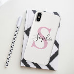 Modern Personalised Name Monogram Pink Case-Mate iPhone Case<br><div class="desc">Modern Personalised Name Monogram Pink</div>