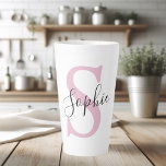 Modern Personalised Name Monogram Pink Latte Mug<br><div class="desc">Modern Personalised Name Monogram Pink</div>