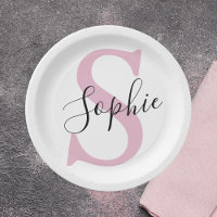 Modern Personalised Name Monogram Pink