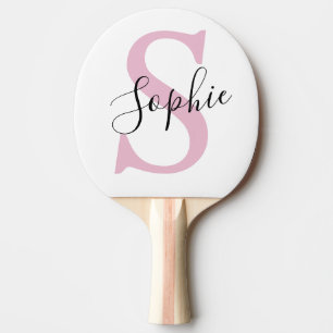 Modern Personalised Name Monogram Pink Ping Pong Paddle