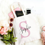 Modern Personalised Name Monogram Pink Tote Bag<br><div class="desc">Modern Personalised Name Monogram Pink</div>