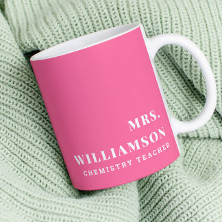 Modern Personalised Name School Teacher Subject Coffee Mug