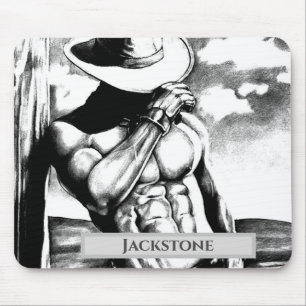 Modern Personalised Name Western Cowboy Cool Art Mouse Pad