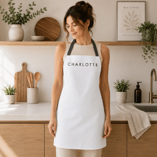 Modern Personalised Name White Apron