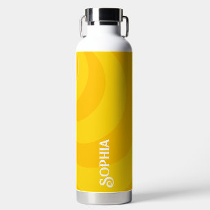 Modern Personalised Name Yellow And Orange Colour Water Bottle