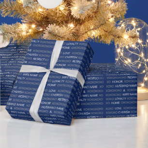 Modern Personalised Names, XOXO Custom Colour, Blu Wrapping Paper