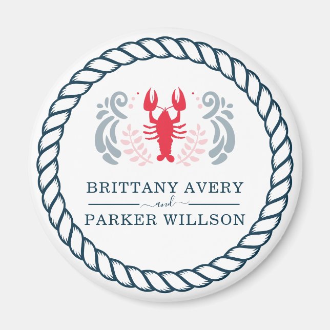 Modern Personalised Nautical Wedding Magnet (Front)