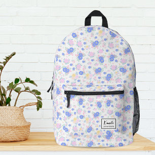 Modern Personalised Pastel Coquette Floral Pattern Printed Backpack
