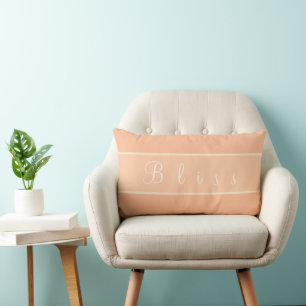 Modern Personalised Peach and Yellow Lumbar Pillow