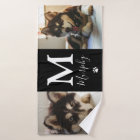 Modern Personalised Pet 2 Photo Bath Towel