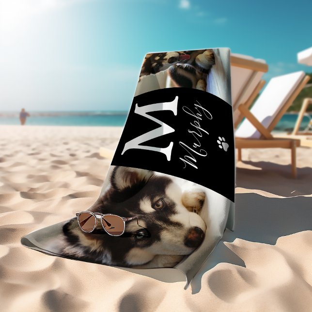 Modern Personalised Pet 2 Photo Bath Towel (Creator Uploaded)