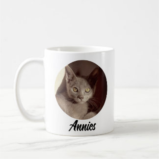 Modern personalised pet name and photo mug