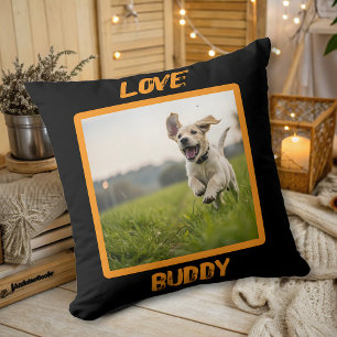 Modern Personalised  Pet Photo Name Dog Lover   Cushion