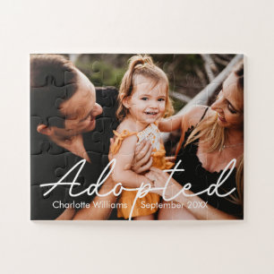 Modern Personalised Photo Adoption Announcement Jigsaw Puzzle