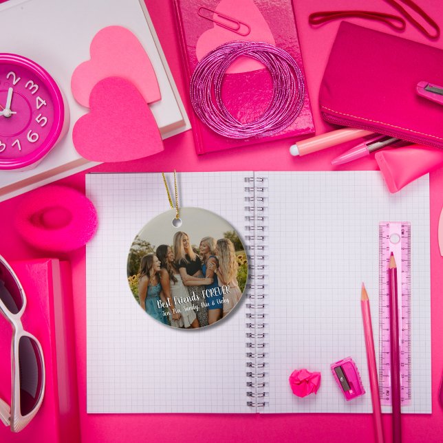 Modern Personalised Photo Best Friends Forever Ceramic Ornament (Creator Uploaded)