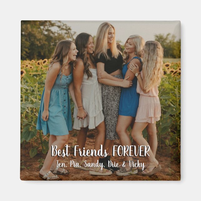 Modern Personalised Photo Best Friends Forever Magnet (Front)