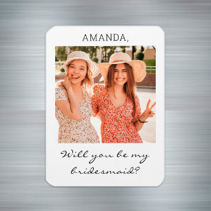 Modern Personalised Photo Bridesmaid Proposal Magnet