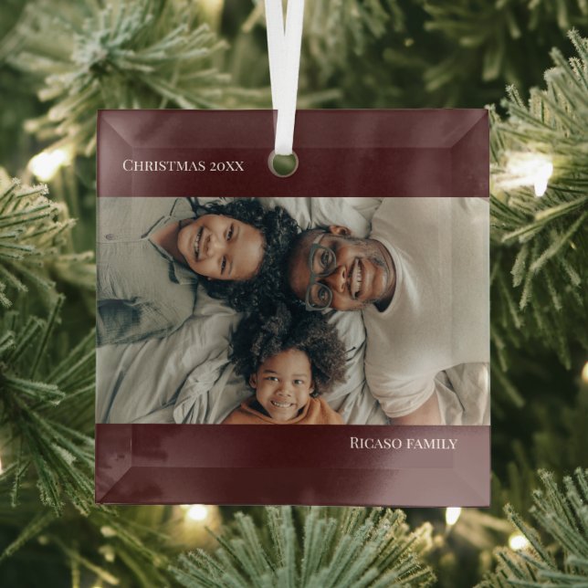 Modern Personalised Photo Christmas Glass Tree Decoration (Insitu)