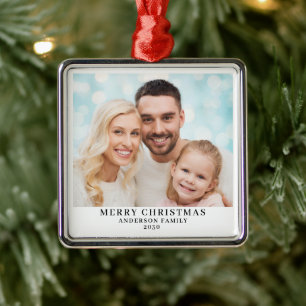 Modern Personalised Photo Christmas Metal Ornament