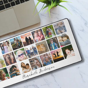Modern Personalised Photo Collage Desk Mat
