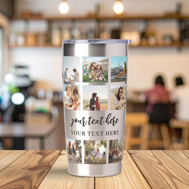 Modern Personalised Photo Collage Insulated Tumbler (Creator Uploaded)