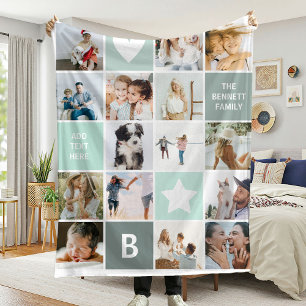 Modern Personalised Photo Collage Keepsake Fleece Blanket