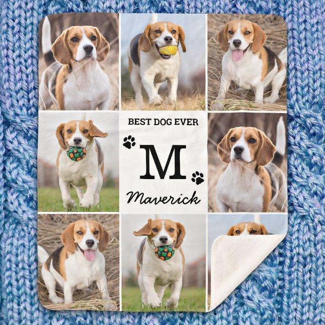 Modern Personalised Photo Collage Pet Dog Lover  Sherpa Blanket (Creator Uploaded)