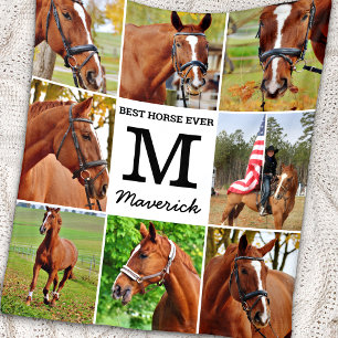 Modern Personalised Photo Collage Pet Horse Lover Fleece Blanket