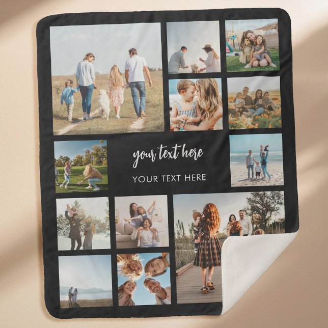 Modern Personalised Photo Collage Sherpa Blanket (Creator Uploaded)
