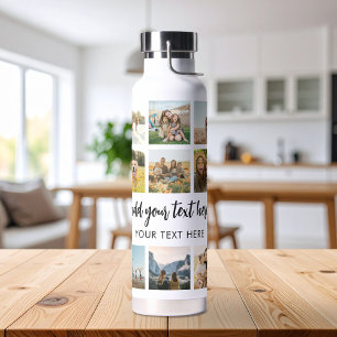 Modern Personalised Photo Collage Water Bottle