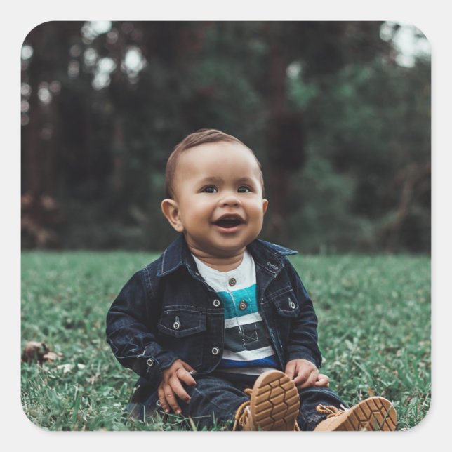Modern Personalised Photo Custom Square Sticker (Front)