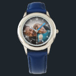 Modern Personalised Photo & Custom Text Boy's Watch<br><div class="desc">This custom boy's watch features a heartwarming and fully personalised photo design, perfect for celebrating cherished memories. The watch face showcases your chosen image surrounded by a classic numeral layout, making it easy for children to read the time while keeping a loved moment close. Add your own text above and...</div>