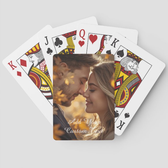 Modern Personalised Photo & Custom Text Playing Cards (Back)