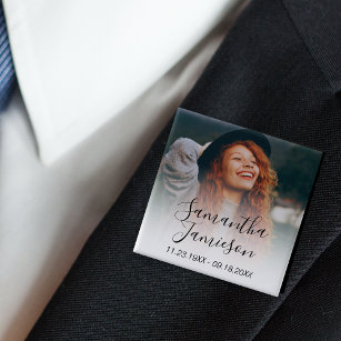 Modern Personalised Photo Memorial Button