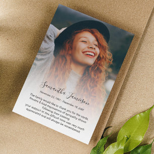 Modern Personalised Photo Memorial Thank You Card