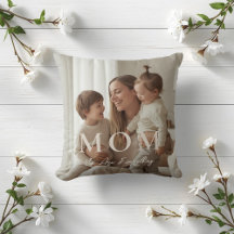 Modern Personalised Photo MOM Throw Pillow