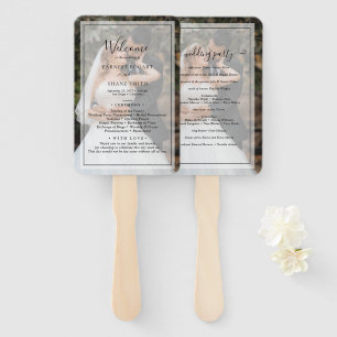 Modern Personalised Photo Overlay Wedding Program Hand Fan