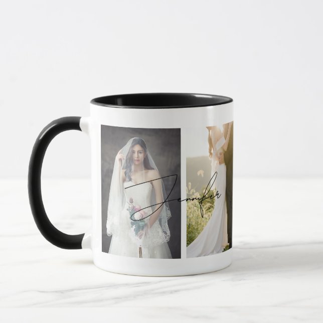 Modern Personalised Photo Wedding Elegant Mug (Left)