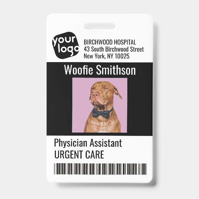    Modern Personalised Physician Assistant ID Card Badge (Front)