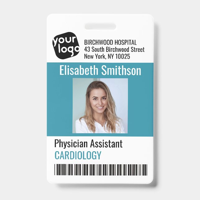    Modern Personalised Physician Assistant ID Card Badge (Front)