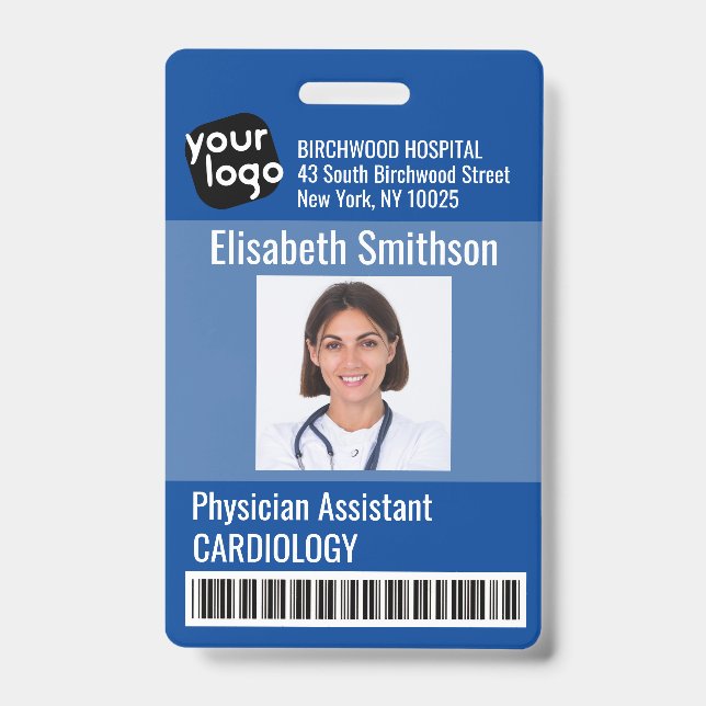    Modern Personalised Physician Assistant ID Card Badge (Front)