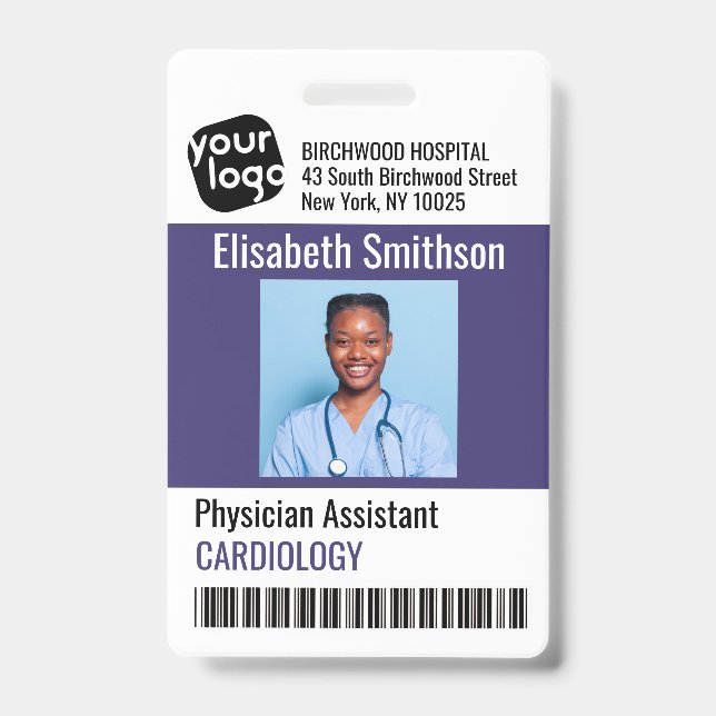    Modern Personalised Physician Assistant ID Card Badge (Front)