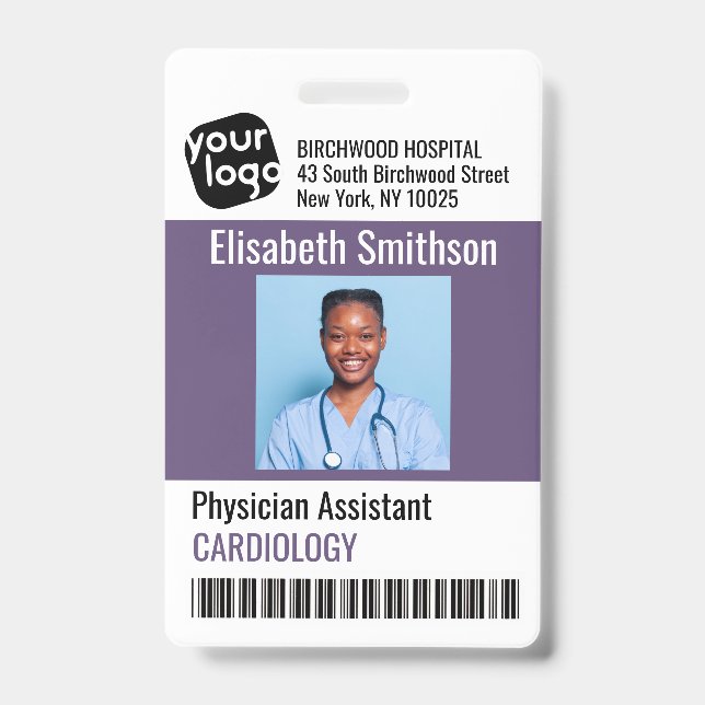   Modern Personalised Physician Assistant ID Card Badge (Front)